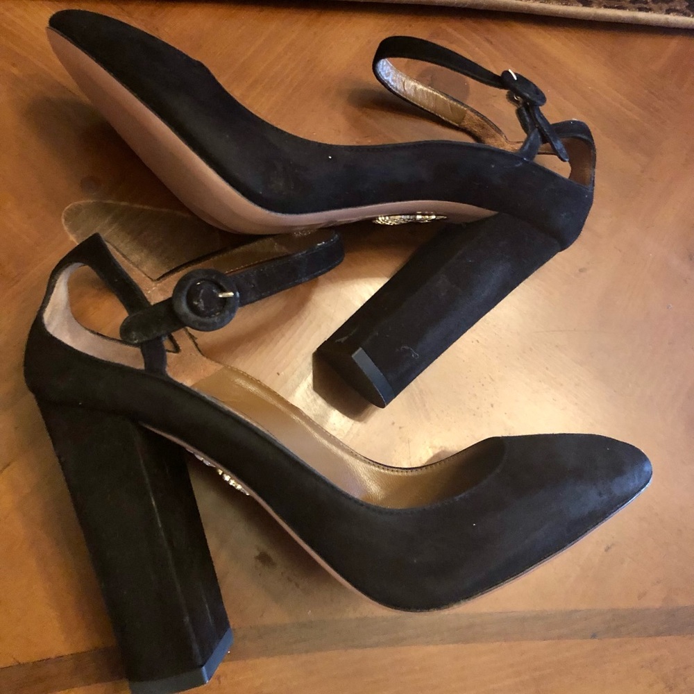 Aquazzura Black Alix Suede Pumps